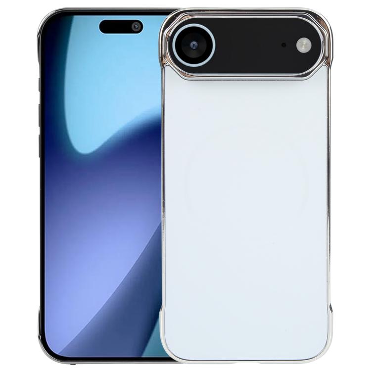 

For iPhone Air Electroplating Frameless Frosted Anti-Glare PC MagSafe Phone Case(Silver White)