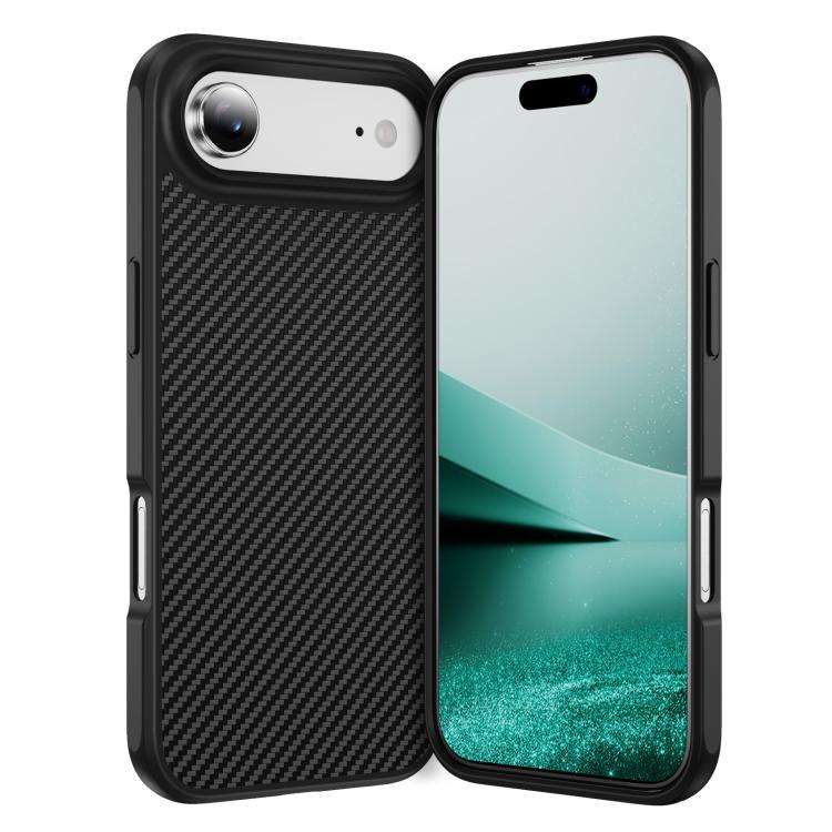 

For iPhone 17 Air Carbon Fiber Texture Skin-feel Acrylic TPU Phone Case(Black)