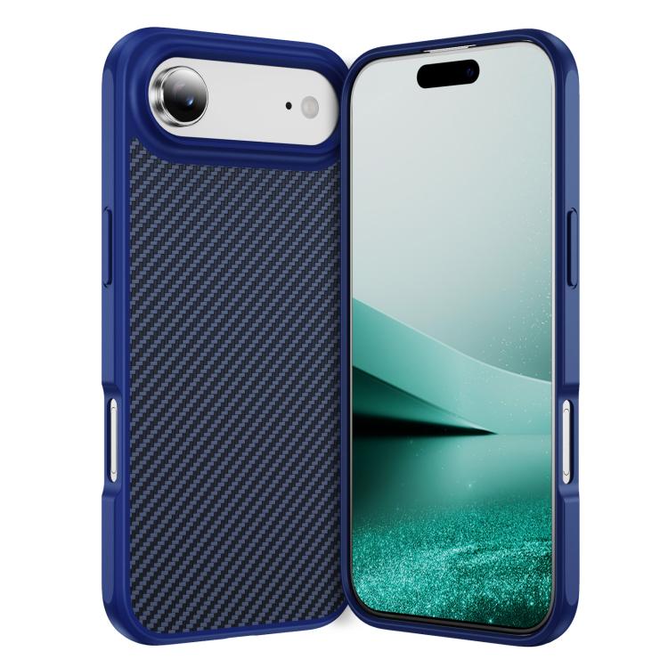 

For iPhone 17 Air Carbon Fiber Texture Skin-feel Acrylic TPU Phone Case(Blue)