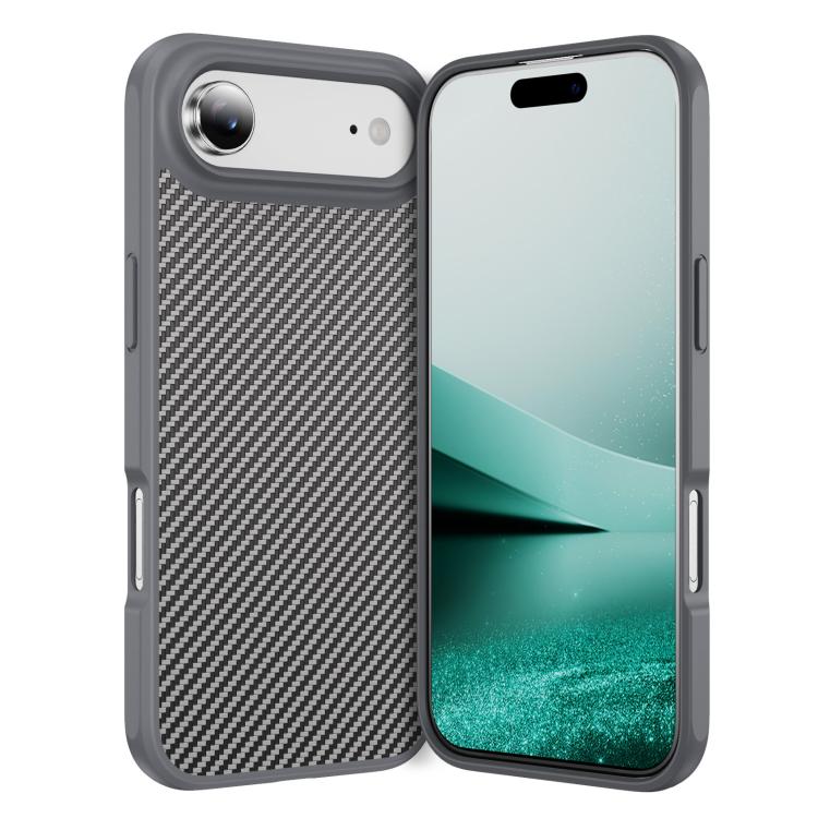 

For iPhone 17 Air Carbon Fiber Texture Skin-feel Acrylic TPU Phone Case(Grey)