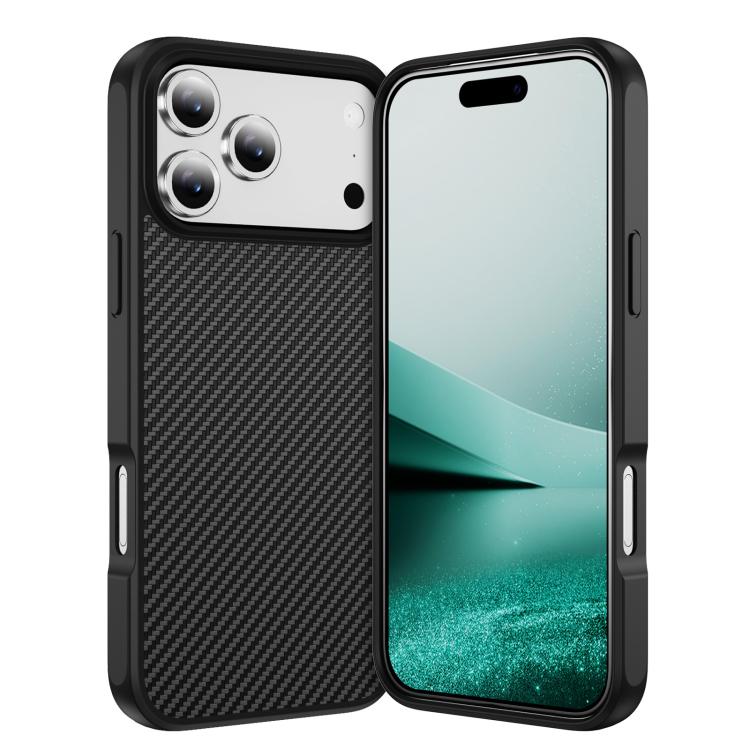 

For iPhone 17 Pro Carbon Fiber Texture Skin-feel Acrylic TPU Phone Case(Black)