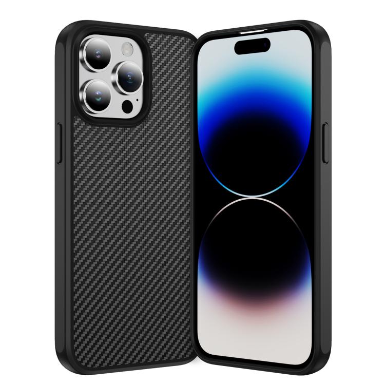 

For iPhone 14 Pro Max Carbon Fiber Texture Skin-feel Acrylic TPU Phone Case(Black)