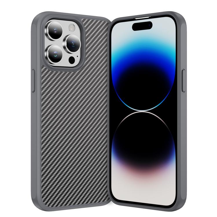 

For iPhone 14 Pro Carbon Fiber Texture Skin-feel Acrylic TPU Phone Case(Grey)