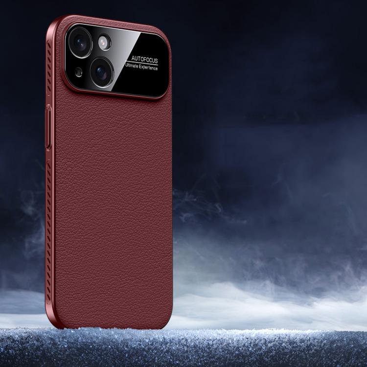 

For iPhone 13 Soft Armor Cooling Plain Leather Hybrid PC Phone Case(Red)