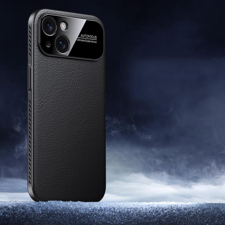 

For iPhone 13 Soft Armor Cooling Plain Leather Hybrid PC Phone Case(Black)