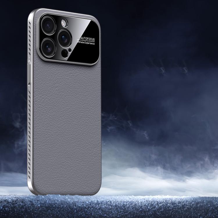 

For iPhone 14 Pro Soft Armor Cooling Plain Leather Hybrid PC Phone Case(Grey)
