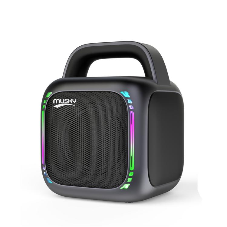 

MS6K Portable RGB Dazzling Bluetooth Speaker Outdoor Karaoke Subwoofer, Style:No Mic(Black)