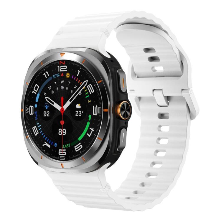 

For Samsung Galaxy Watch8 Classic 46mm / Watch8 44mm / 40mm xDfind Wavy Grain Stitched Silicone Watch Band, Size:L(White)