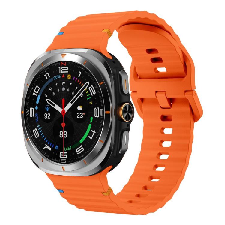 

For Samsung Galaxy Watch8 Classic 46mm / Watch8 44mm / 40mm xDfind Wavy Grain Stitched Silicone Watch Band, Size:L(Orange)