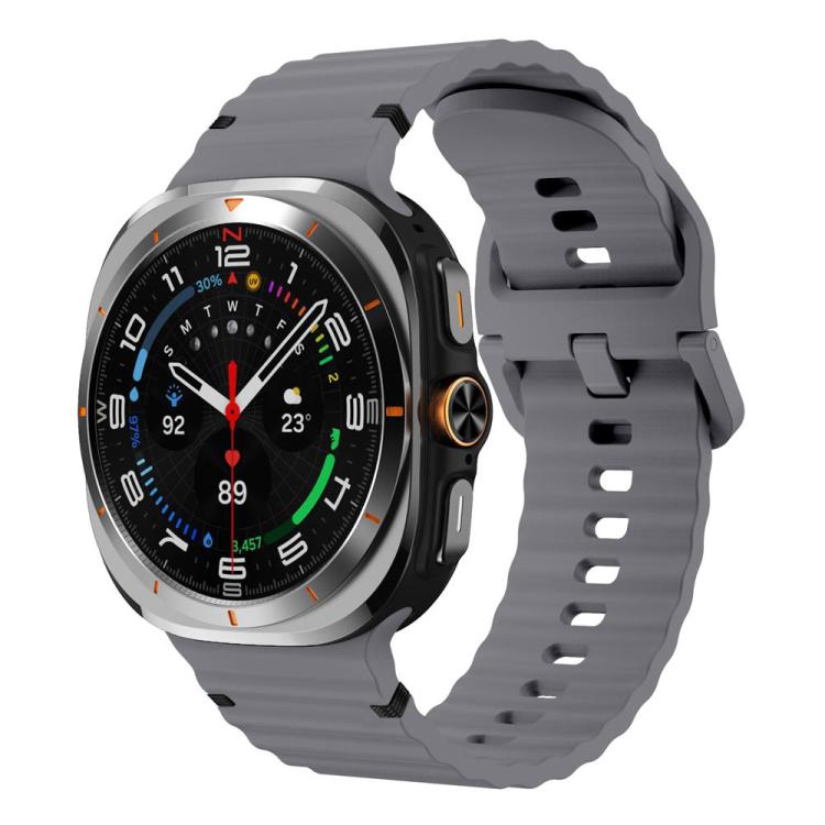 

For Samsung Galaxy Watch8 Classic 46mm / Watch8 44mm / 40mm xDfind Wavy Grain Stitched Silicone Watch Band, Size:L(Space Green)