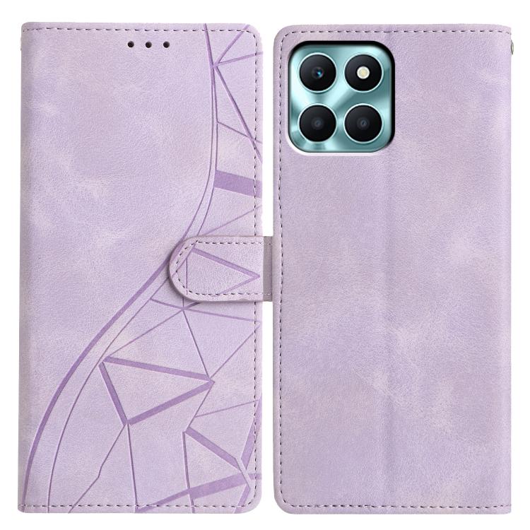 

For Honor X6c 4G Triangles Embossed Leather Phone Case(Purple)