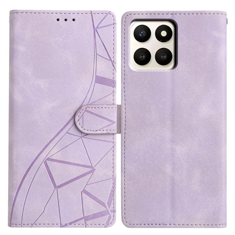 

For Honor X7d 5G Triangles Embossed Leather Phone Case(Purple)