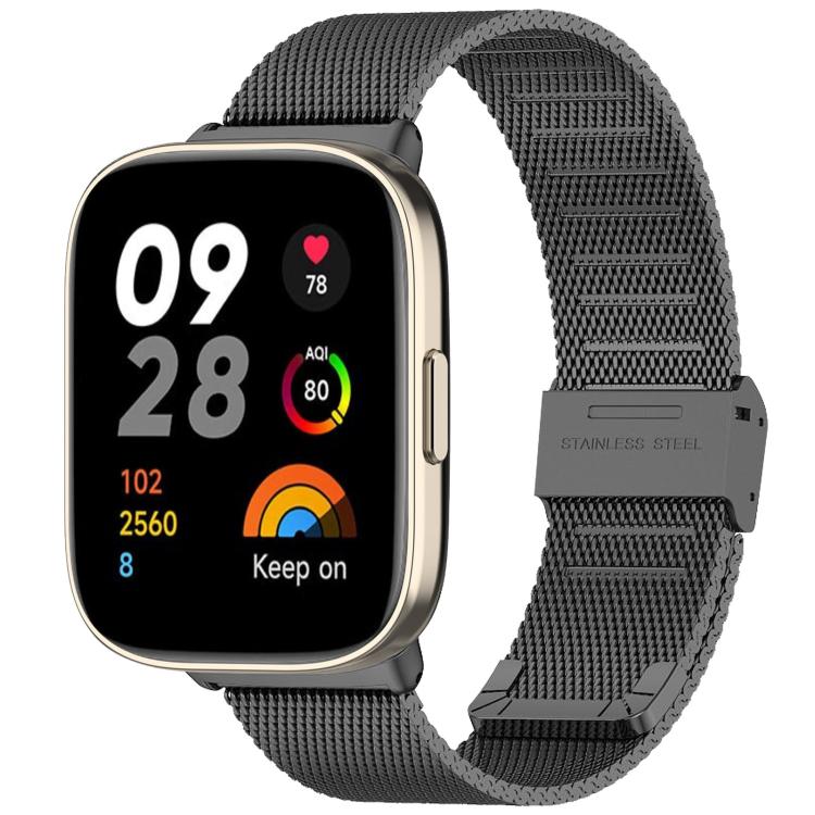 

For Redmi Watch 3 xDfind Buckle Metal Steel Mesh Watch Band(Black)