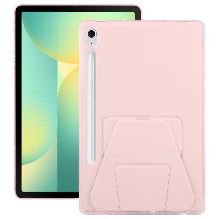 

For Samsung Galaxy Tab S10 FE / S9 Folding Magnetic Holder Acrylic Leather Back Tablet Case(Pink)