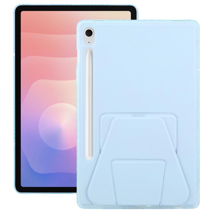 

For Samsung Galaxy Tab S11 Folding Magnetic Holder Acrylic Leather Back Tablet Case(Sky Blue)