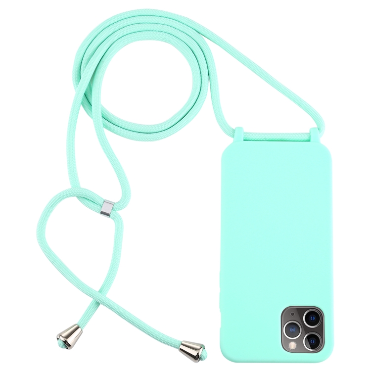 

For iPhone 12 Pro Max Candy Colors TPU Protective Case with Lanyard(Mint Green)