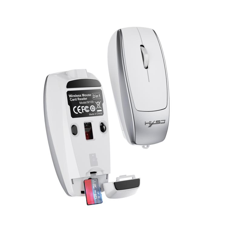 

HXSJ M109 Mini Wireless Mouse, 3D Right, TF Card Reader, 4D Mute Buttons(Space Silver)