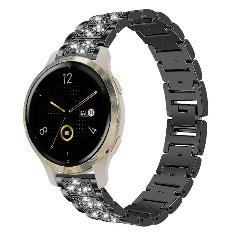 

18mm For Garmin Venu 2S / vivoactive 4s/3s xDfind Diamond Jewelry Steel Watch Band(Black)