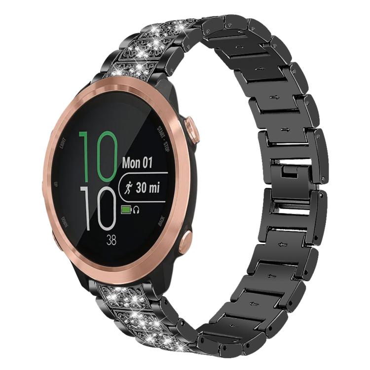 

20mm For Garmin Forerunner 570 42mm/245/645/158 xDfind Diamond Jewelry Steel Watch Band(Black)