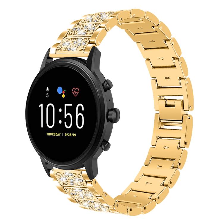 

22mm For Fossil Gen 5 Carlyle/Julianna/Garrett xDfind Diamond Jewelry Steel Watch Band(Gold)