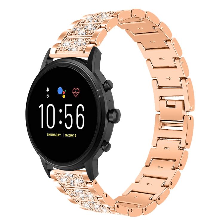 

22mm For Fossil Gen 5 Carlyle/Julianna/Garrett xDfind Diamond Jewelry Steel Watch Band(Rose Gold)