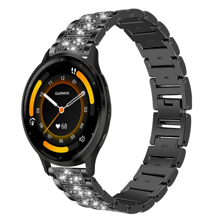 

22mm For Garmin Venu 3 / vivoactive4 xDfind Diamond Jewelry Steel Watch Band(Black)