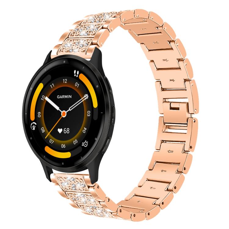 22mm For Garmin Venu 3 / vivoactive4 xDfind Diamond Jewelry Steel Watch Band(Rose Gold)