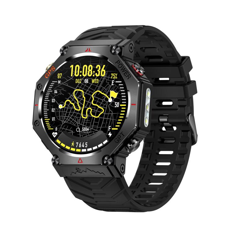 

KC91 1.39 inch IPS Screen 3ATM Outdoor GPS Smart Watch with Flashlight(Black)