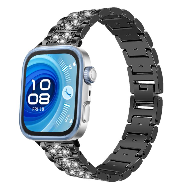 

For Huawei Watch Fit 4 Pro / Fit 4 / Fit 3 20mm xDfind Diamond Jewelry Stainless Steel Watch Band(Black)
