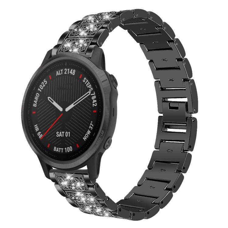 

For Garmin Fenix 8/7S/6S/5S 20mm 18mm xDfind Diamond Jewelry Stainless Steel Watch Band(Black)