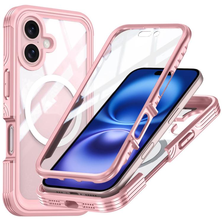 

For iPhone 16 Plus Life Waterproof MagSafe Magnetic Rugged Phone Case(Pink)