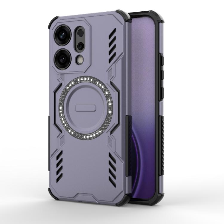

For OPPO Reno14 5G Global Butterfly Armor MagSafe Magnetic Ring Shockproof Phone Case(Purple)