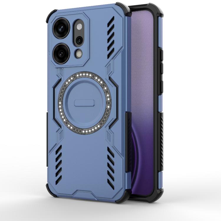 

For OPPO Reno14 Pro 5G Global Butterfly Armor MagSafe Magnetic Ring Shockproof Phone Case(Blue)