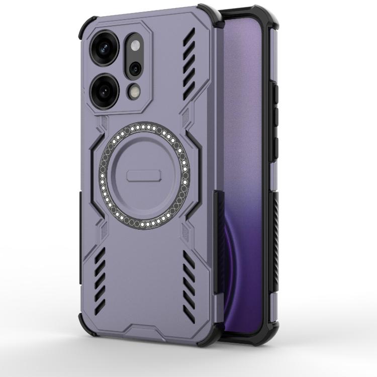 

For OPPO Reno14 Pro 5G Global Butterfly Armor MagSafe Magnetic Ring Shockproof Phone Case(Purple)