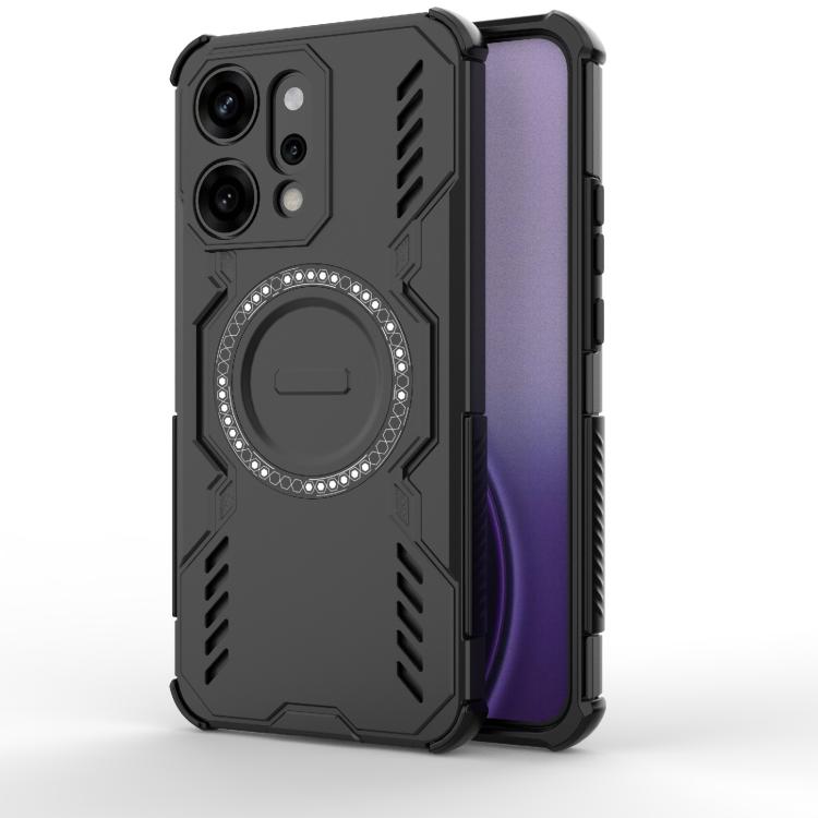 

For OPPO Reno14 Pro 5G Global Butterfly Armor MagSafe Magnetic Ring Shockproof Phone Case(Black)