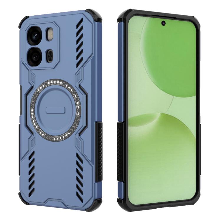 

For OPPO A6x 5G Global Butterfly Armor MagSafe Magnetic Ring Shockproof Phone Case(Blue)