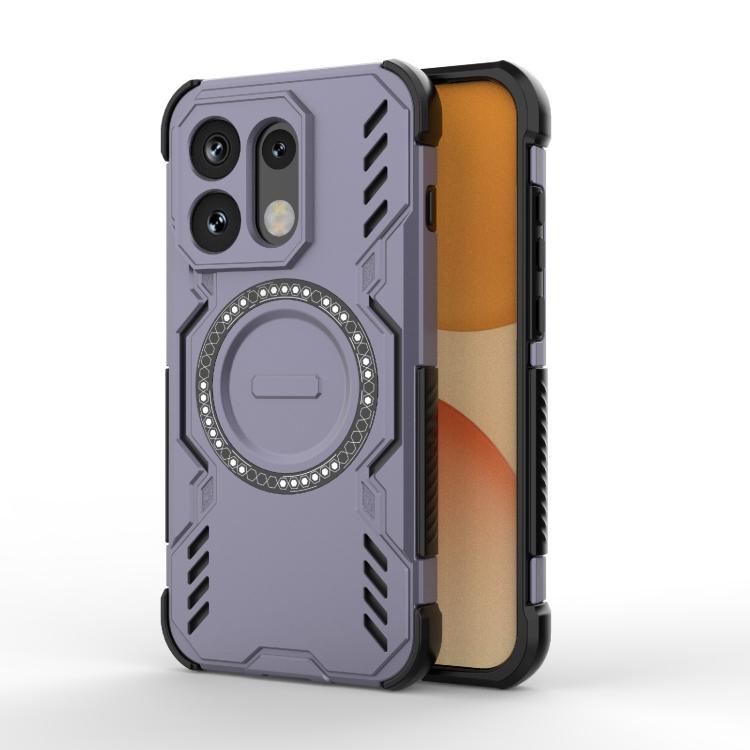 For OPPO Reno16 / Reno16 Pro 5G Global Butterfly Armor MagSafe Magnetic Ring Shockproof Phone Case(Purple)