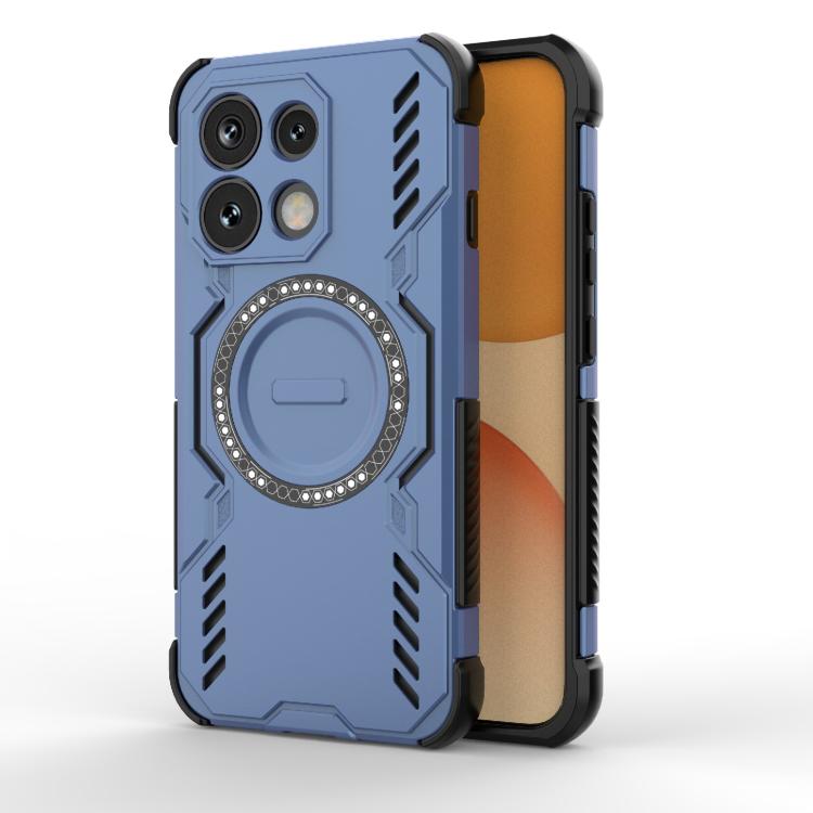For OPPO Reno16 F 5G Butterfly Armor MagSafe Magnetic Ring Shockproof Phone Case(Blue)