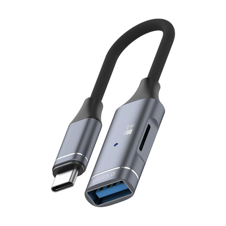 

USB-C / Type-C to USB, TF Card Multi-function OTG Card Reader Adapter Cable, Length: 15cm(Gun Metal)