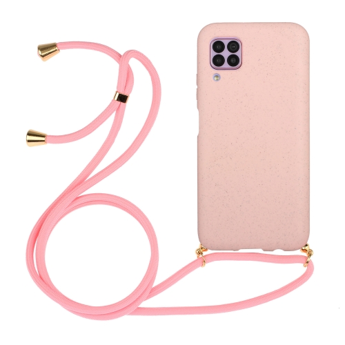 

For Huawei P40 Lite Wheat Straw Material + TPU Protective Case with Lanyard(Pink)