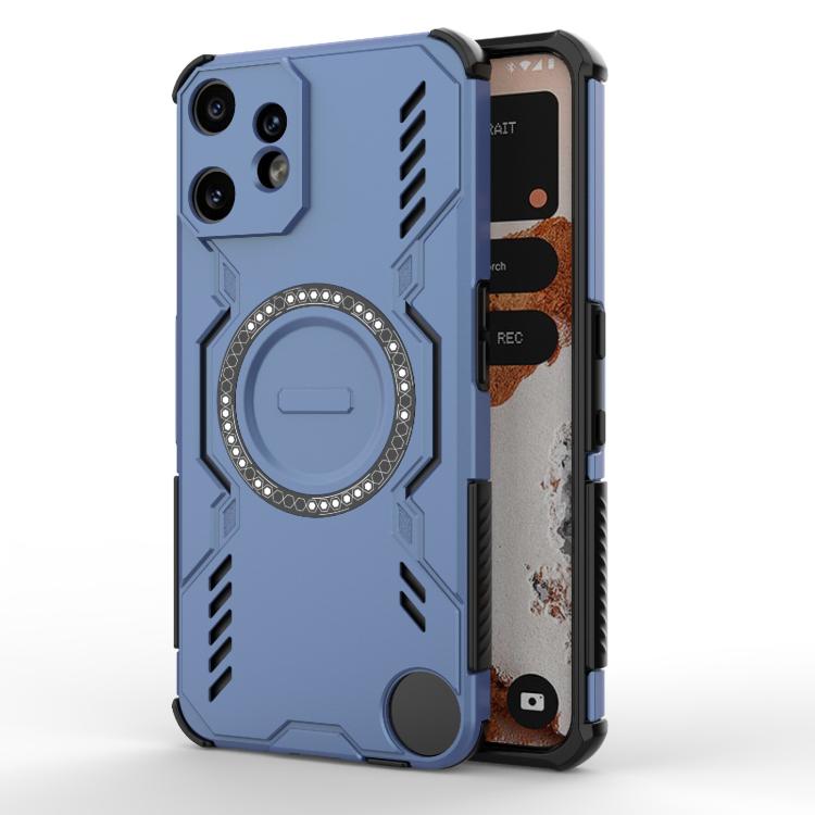 

For Nothing CMF Phone 2 Pro 5G Global Butterfly Armor MagSafe Magnetic Ring Shockproof Phone Case(Blue)
