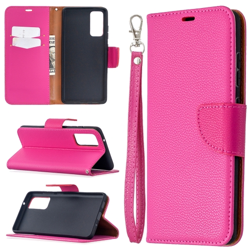

For Samsung Galaxy S20 FE 5G / S20 Lite Litchi Texture Pure Color Horizontal Flip PU Leather Case with Holder & Card Slots & Wallet & Lanyard(Rose Red)