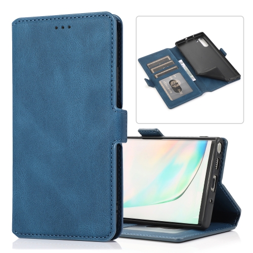 

For Samsung Galaxy Note 10 Retro Magnetic Closing Clasp Horizontal Flip Leather Case with Holder & Card Slots & Photo Frame & Wallet(Navy Blue)
