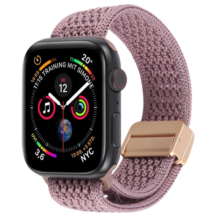 

For Apple Watch 46mm / 49mm / 45mm / 44mm Magnetic Buckle Breathable Knitted Nylon Watch Band(Smoky Purple)