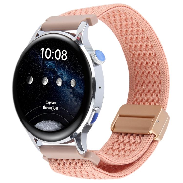 

22mm Magnetic Buckle Breathable Knitted Nylon Watch Band(Dull Pink)