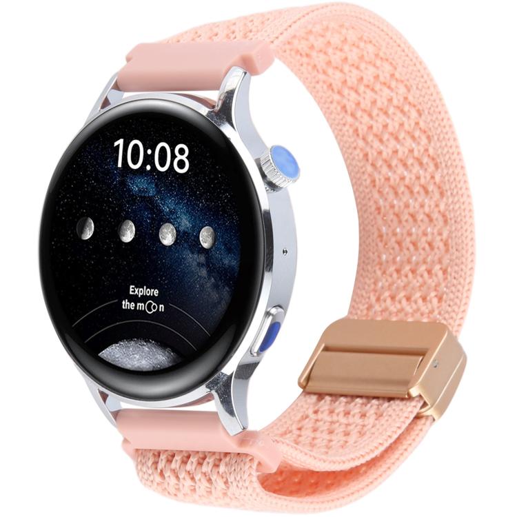

22mm Magnetic Buckle Breathable Knitted Nylon Watch Band(Dark Pink Sand)