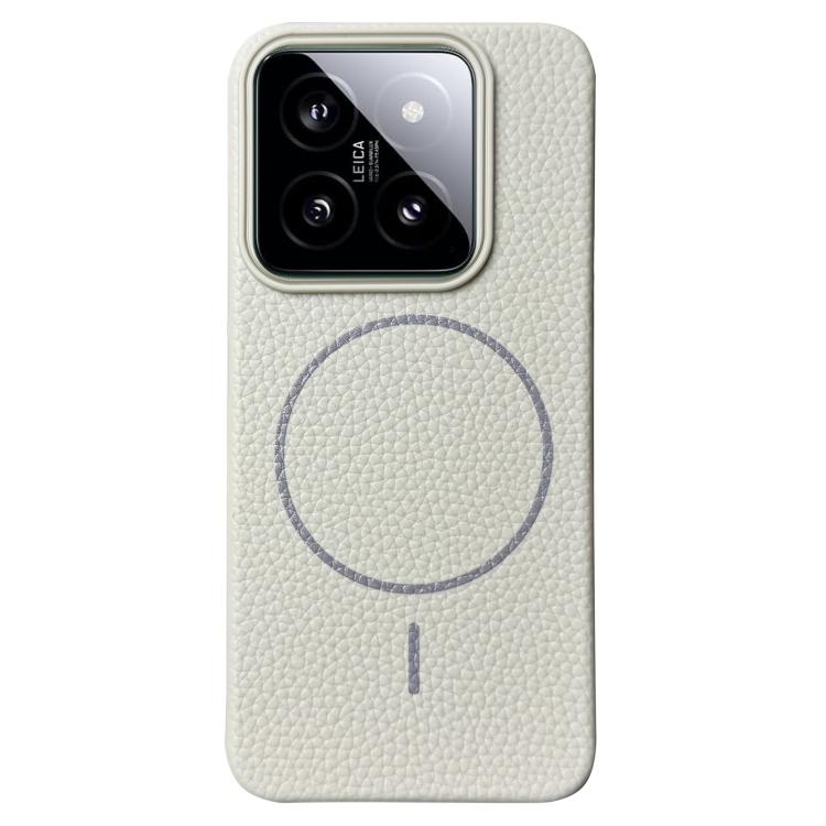 

For Xiaomi 14 Thin Circle MagSafe Litchi Grain TPU Phone Case(White Grey)