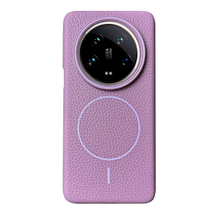 

For Xiaomi 14 Ultra Thin Circle MagSafe Litchi Grain TPU Phone Case(Sunset Purple)