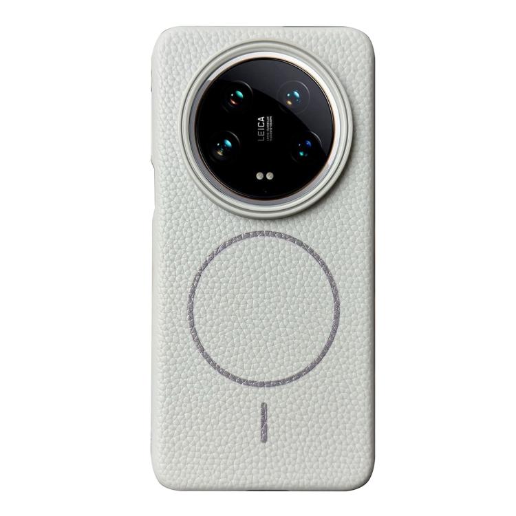 

For Xiaomi 14 Ultra Thin Circle MagSafe Litchi Grain TPU Phone Case(Titanium Gray)
