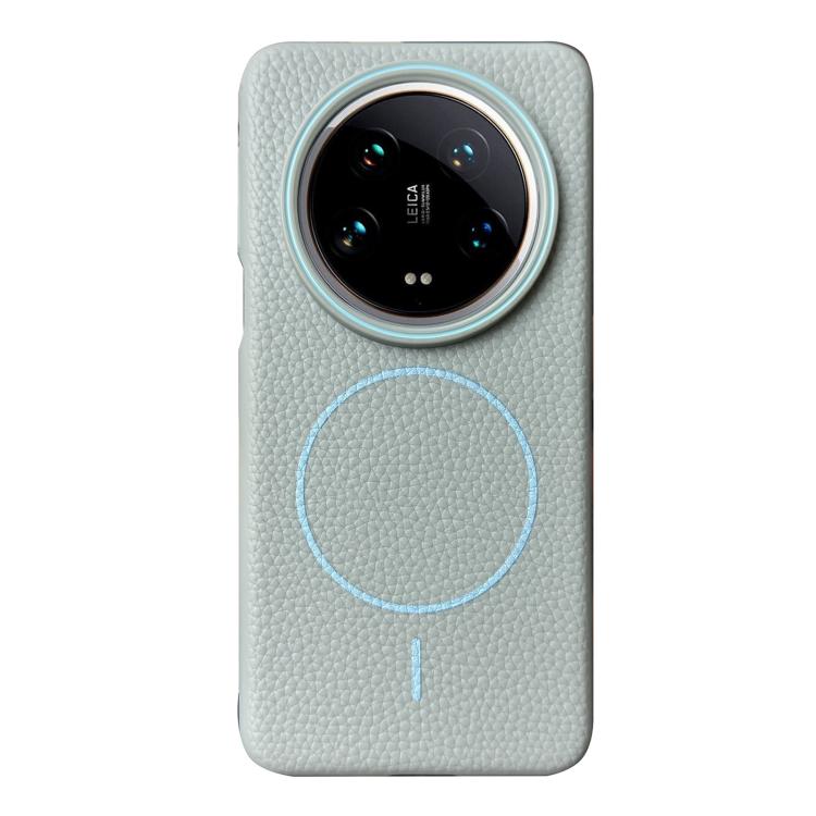 

For Xiaomi 14 Ultra Thin Circle MagSafe Litchi Grain TPU Phone Case(Light Blue)